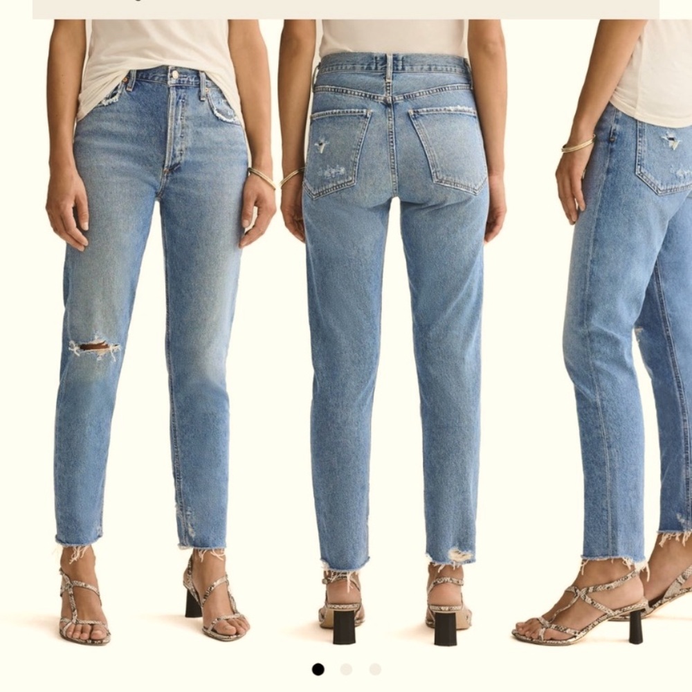 Agolde Jamie High Waist Distressed Button Fly Jeans Size 24